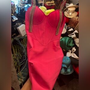 AKIRA Pink Mini Dress with Rhinestone Straps